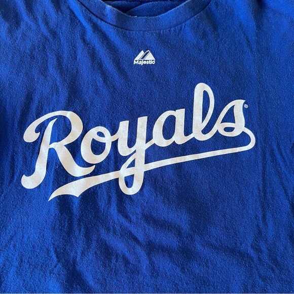 Majestic Kansas City Royals Baseball Large 14/16 Blue Shirt Top Tee - Picture 2 of 5